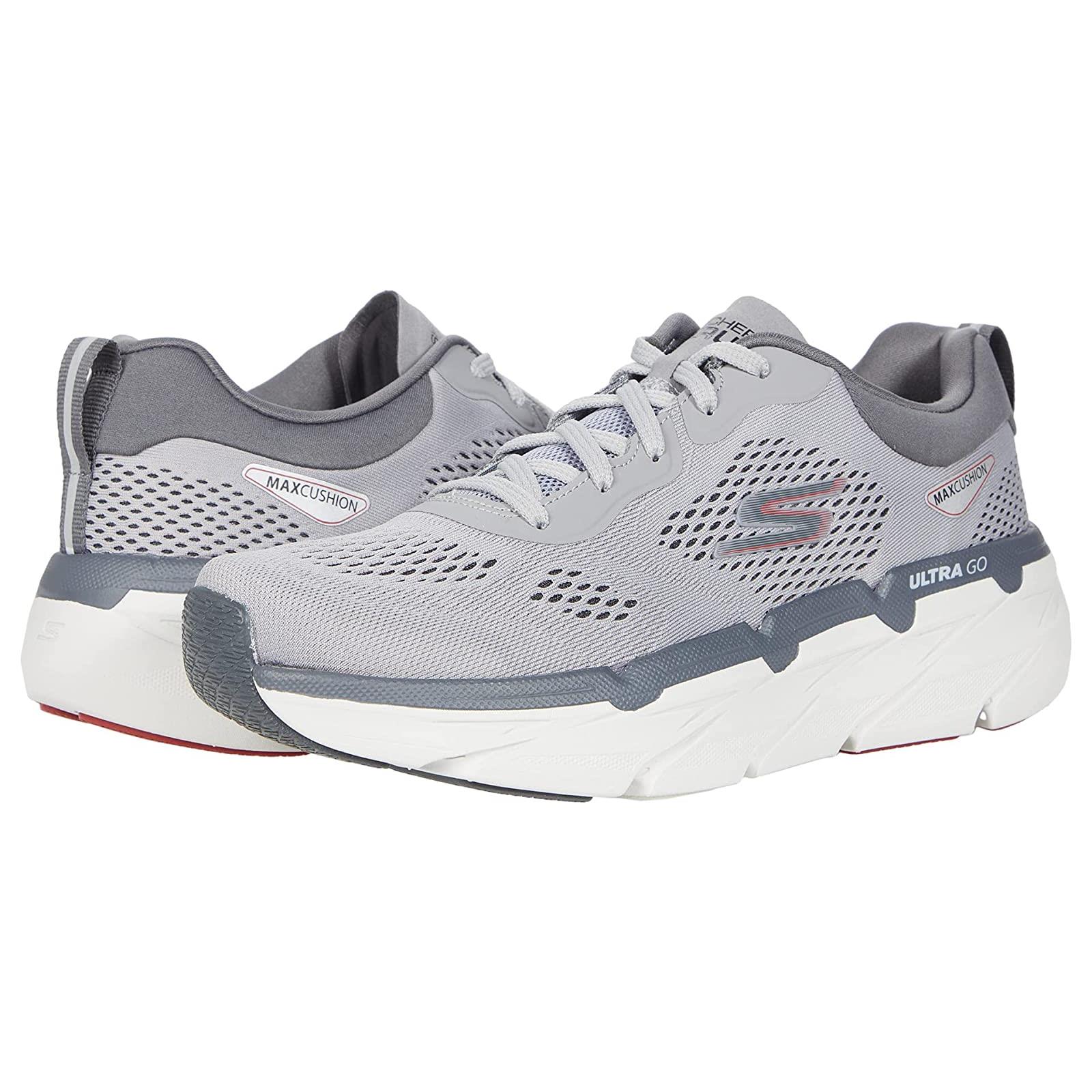 Man`s Shoes Skechers Max Cushioning Premier - Perspective Grey/Red