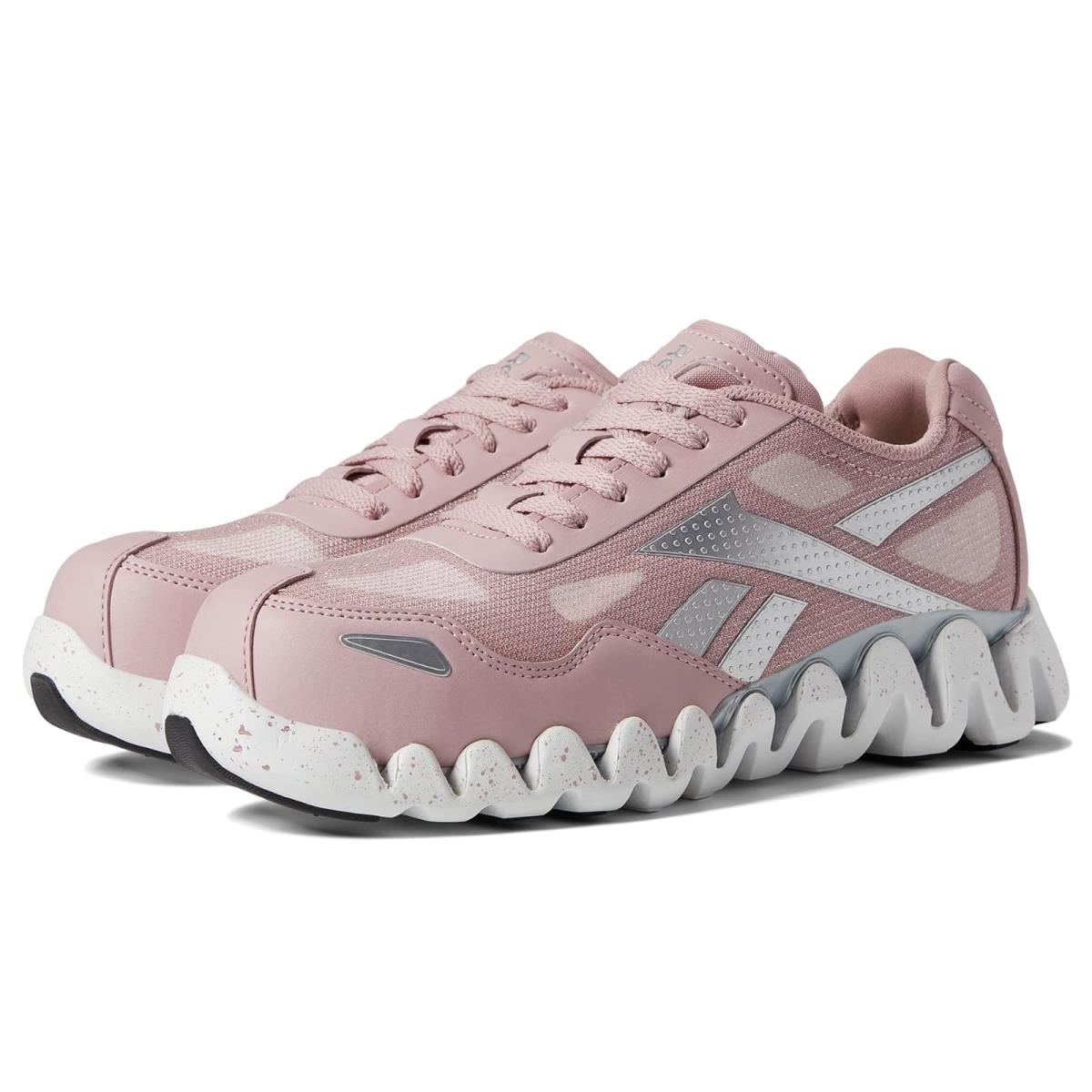 Woman`s Sneakers Athletic Shoes Reebok Work Zig Pulse Work EH Comp Toe Pink/White