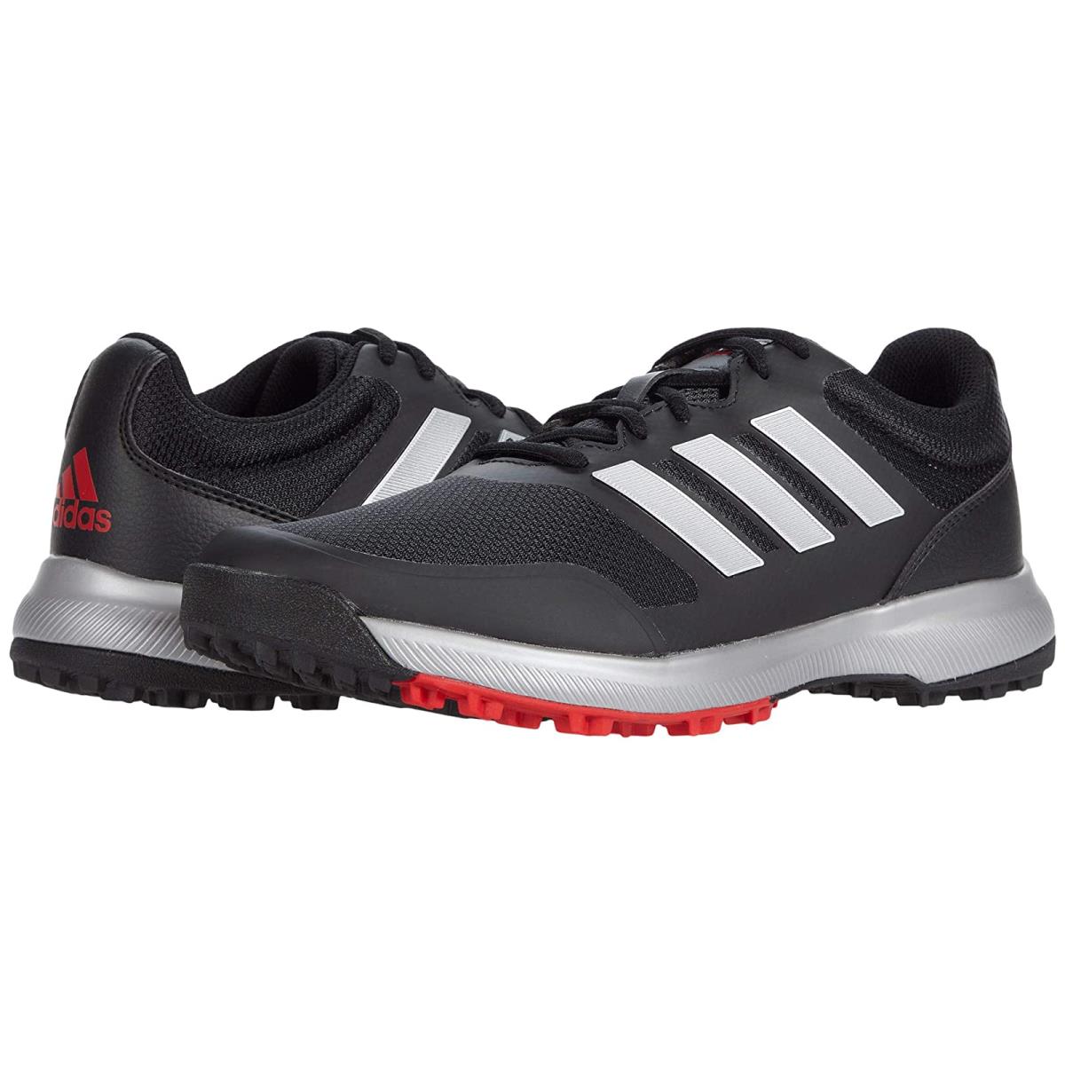 Man`s Sneakers Athletic Shoes Adidas Golf Tech Response SL Black/Silver Metallic/Scarlet