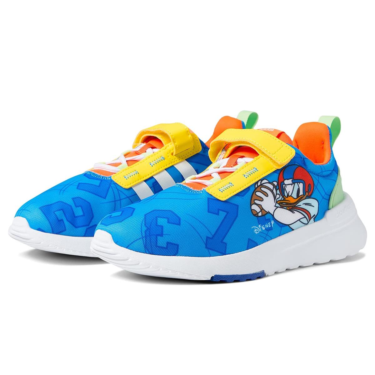 Boy`s Sneakers Athletic Shoes Adidas Kids Racer TR21 Mickey Little Kid Pulse Blue/White/Impact Orange