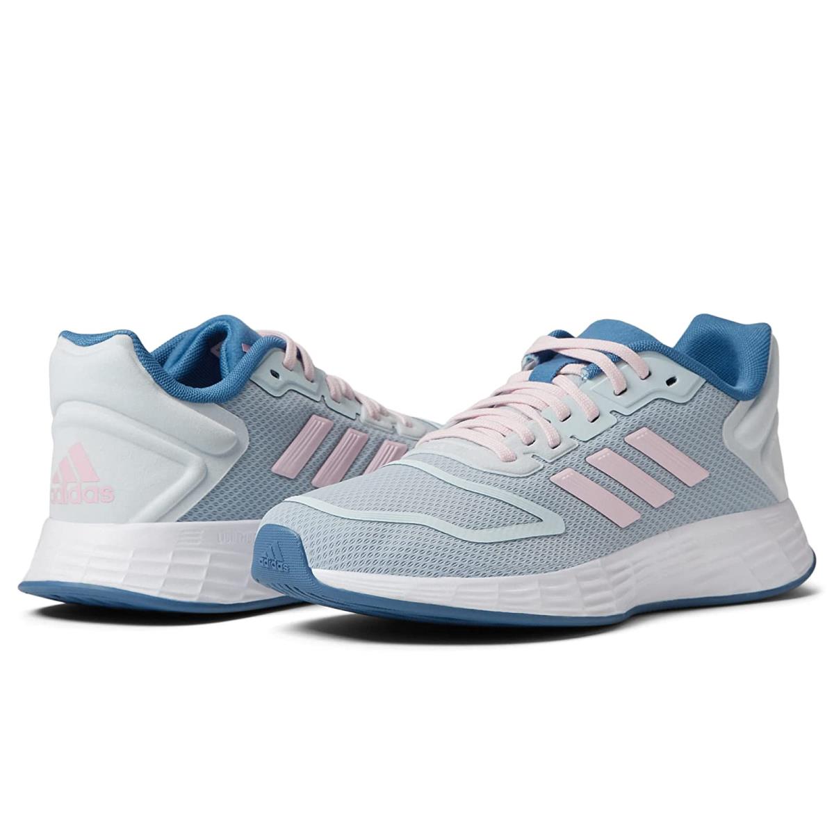 Girl`s Sneakers Athletic Shoes Adidas Kids Duramo 10 Little Kid/big Kid Blue Tint/Clear Pink/Altered Blue