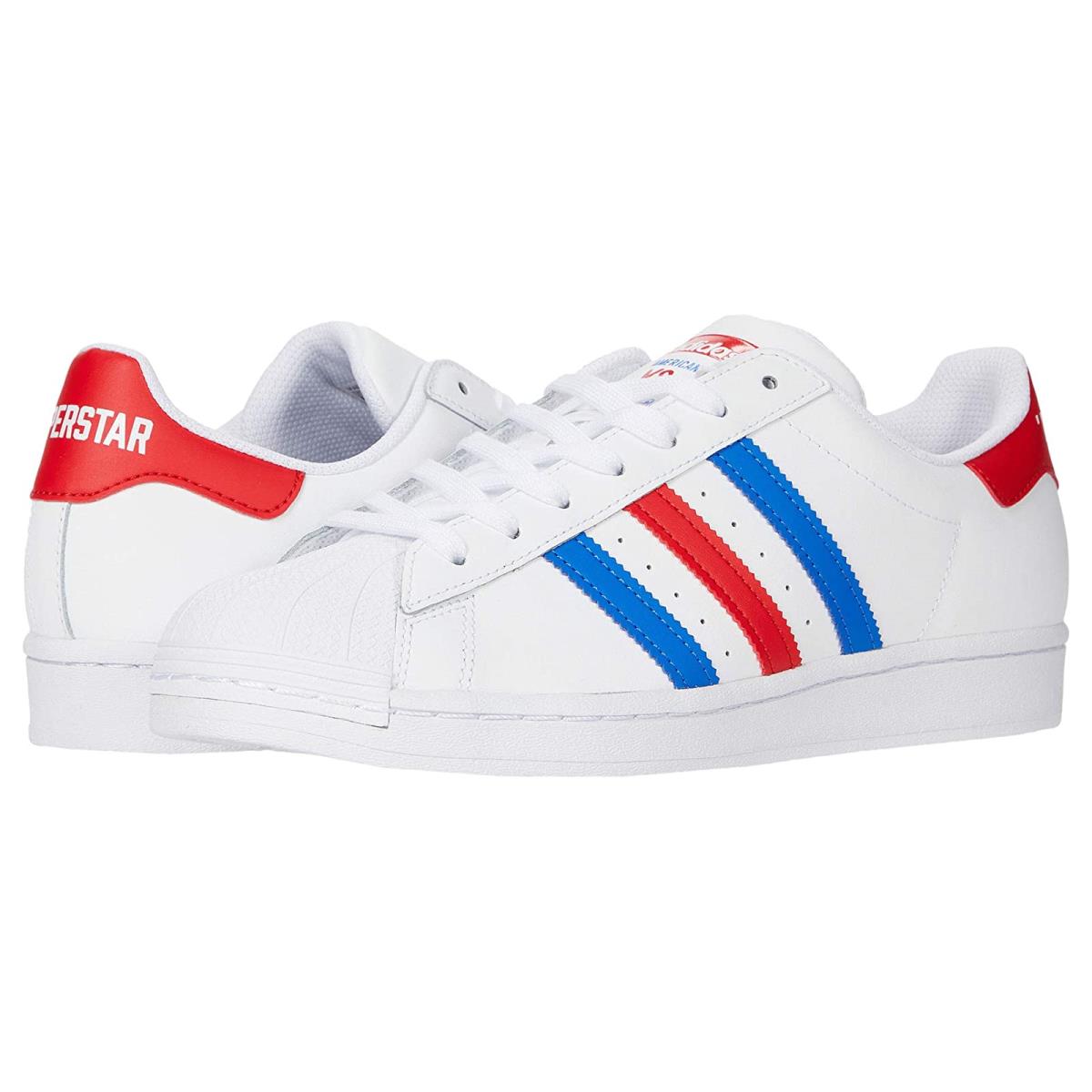Man`s Sneakers Athletic Shoes Adidas Originals Superstar White/Blue/Team Red