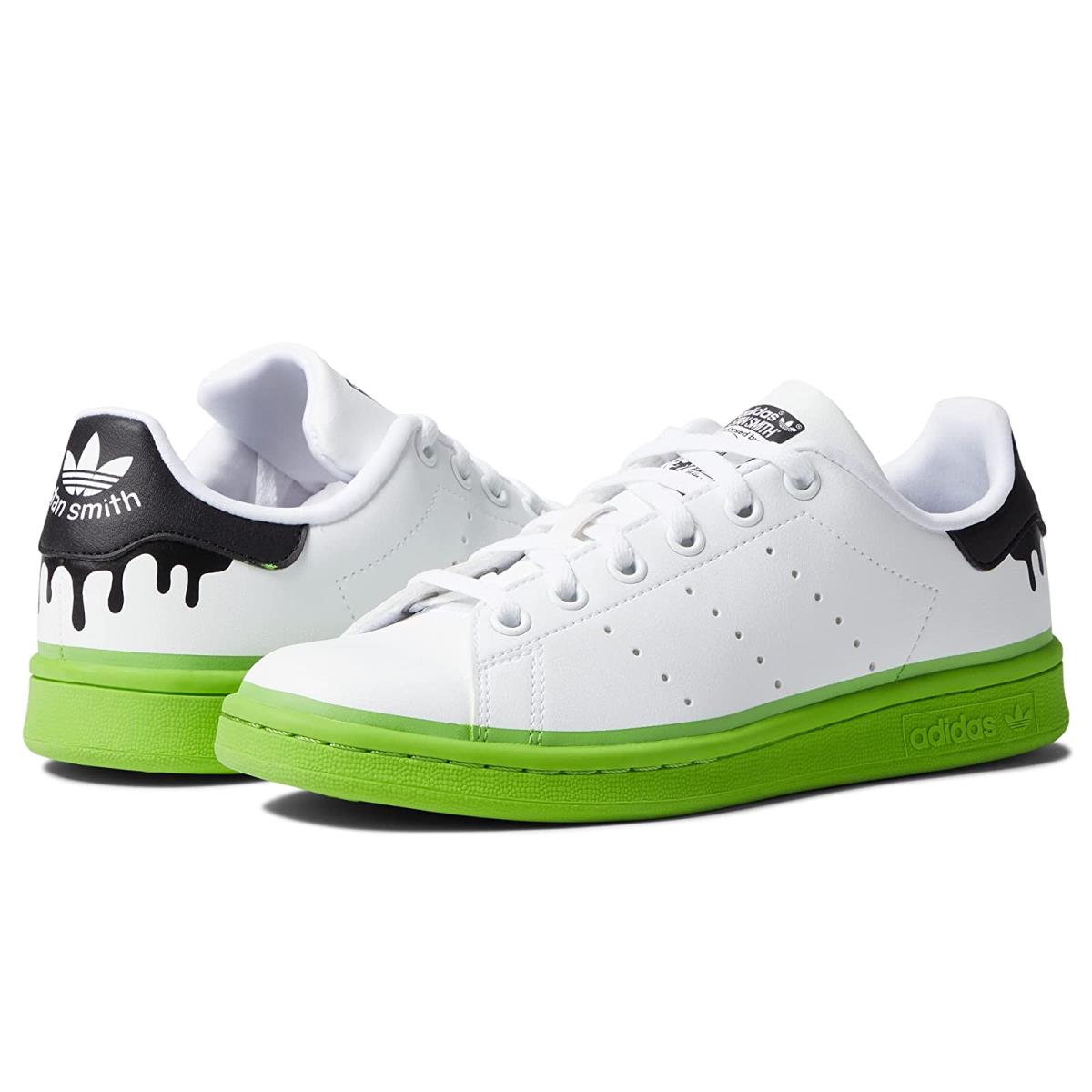 Boy`s Sneakers Athletic Shoes Adidas Originals Kids Stan Smith Big Kid White/Team Semi Solar Green/Black
