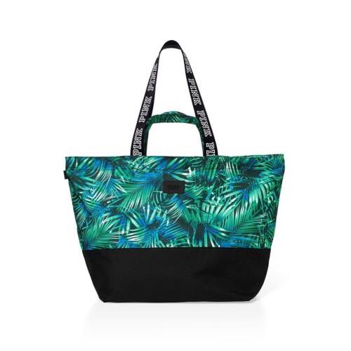 Victorias Secret Pink Double Strap Zip Graphic Palm Tropical Tote Duffle Bag