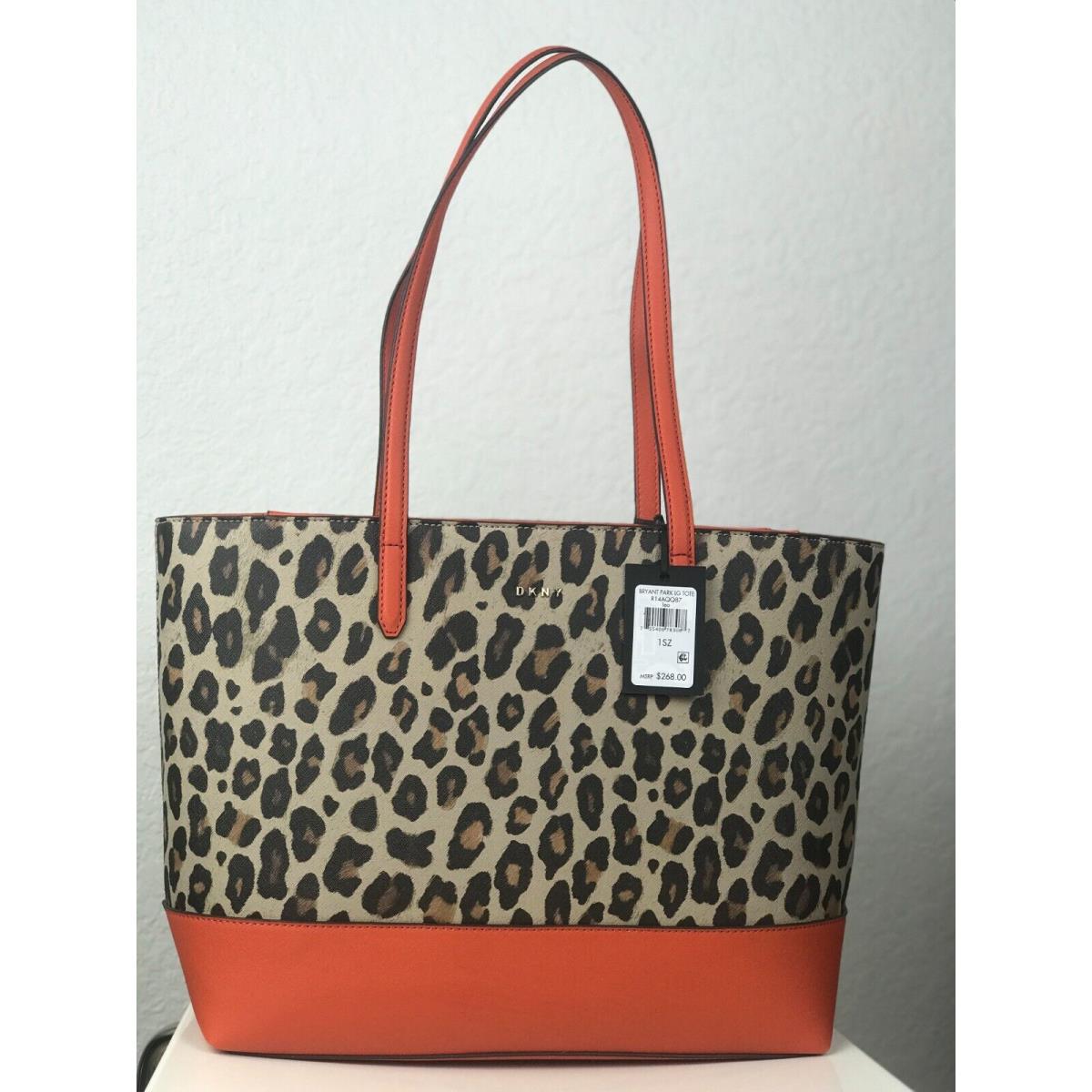 Dkny Bryant Park Large Tote Bag / Purse Leopard / Orange