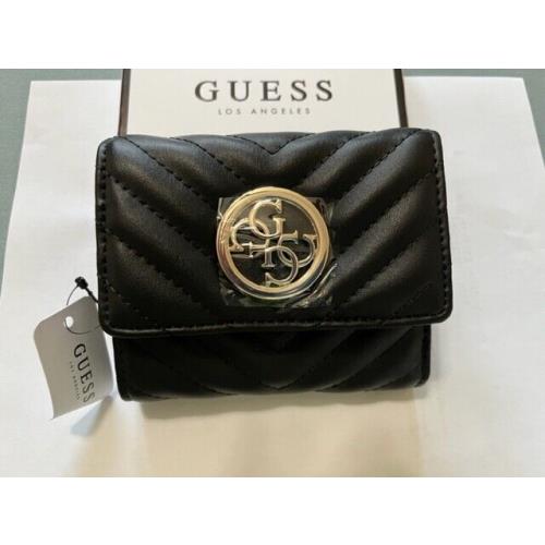 Guess Women`s Trifold Wallet. Black with Black Interior