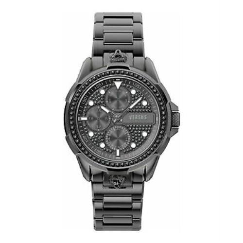 Versus Versace Mens Grey 46 mm 6E Arrondissement Crystal Watch ...