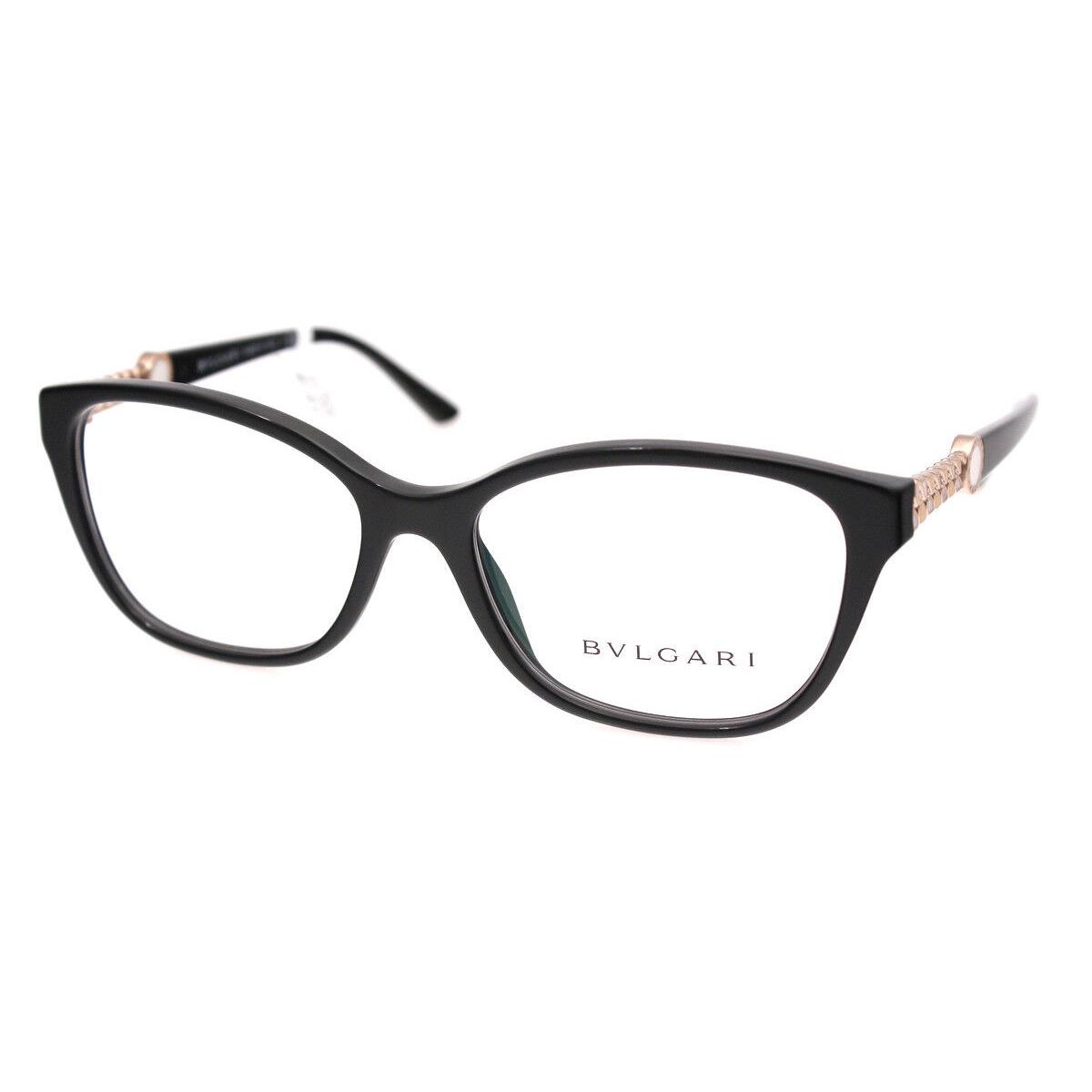 Bvlgari BV 4109 501 Womens Black Gold Chain Eyeglasses Italy 52mm