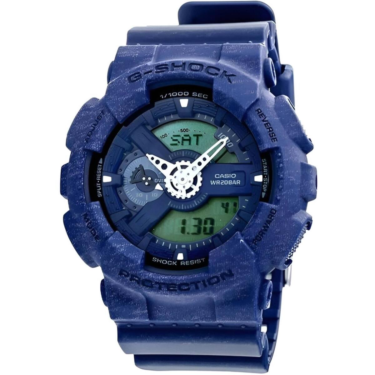 Casio Men`s Watch G-shock Blue Resin Dial Strap Analog Digital Quartz GA110HT-2A