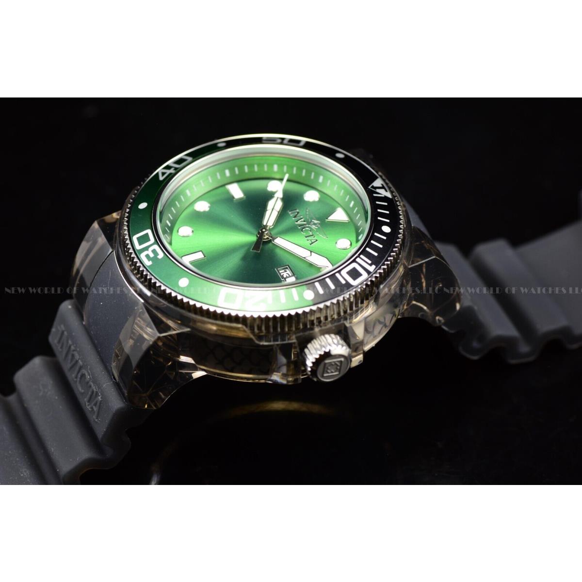 Invicta Men`s 52mm Pro Diver Green Dial 7UP Bezel Black Silicone Quartz Watch