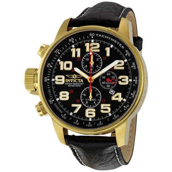 Invicta Lefty Chronograph Black Dial Gold-tone Unisex Watch 3330