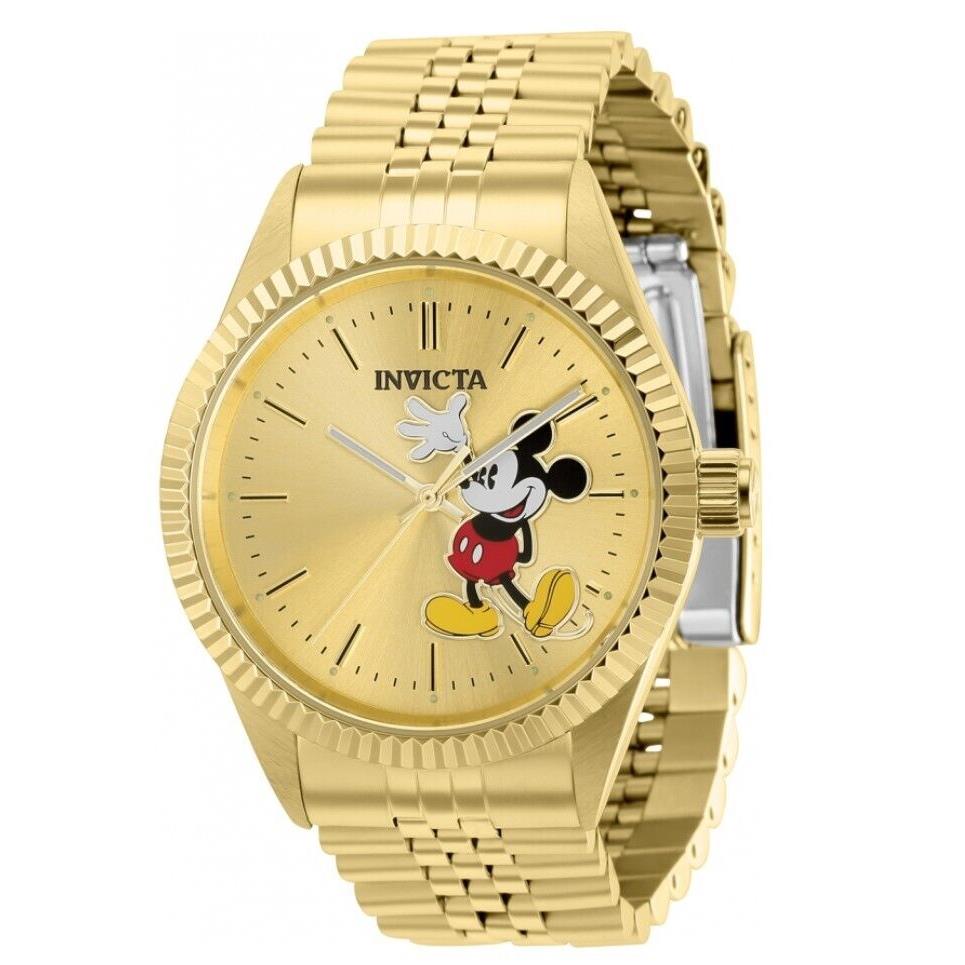 Invicta Disney Men`s 43mm Limited Ed Mickey Gold Dial Stainless Watch 37851