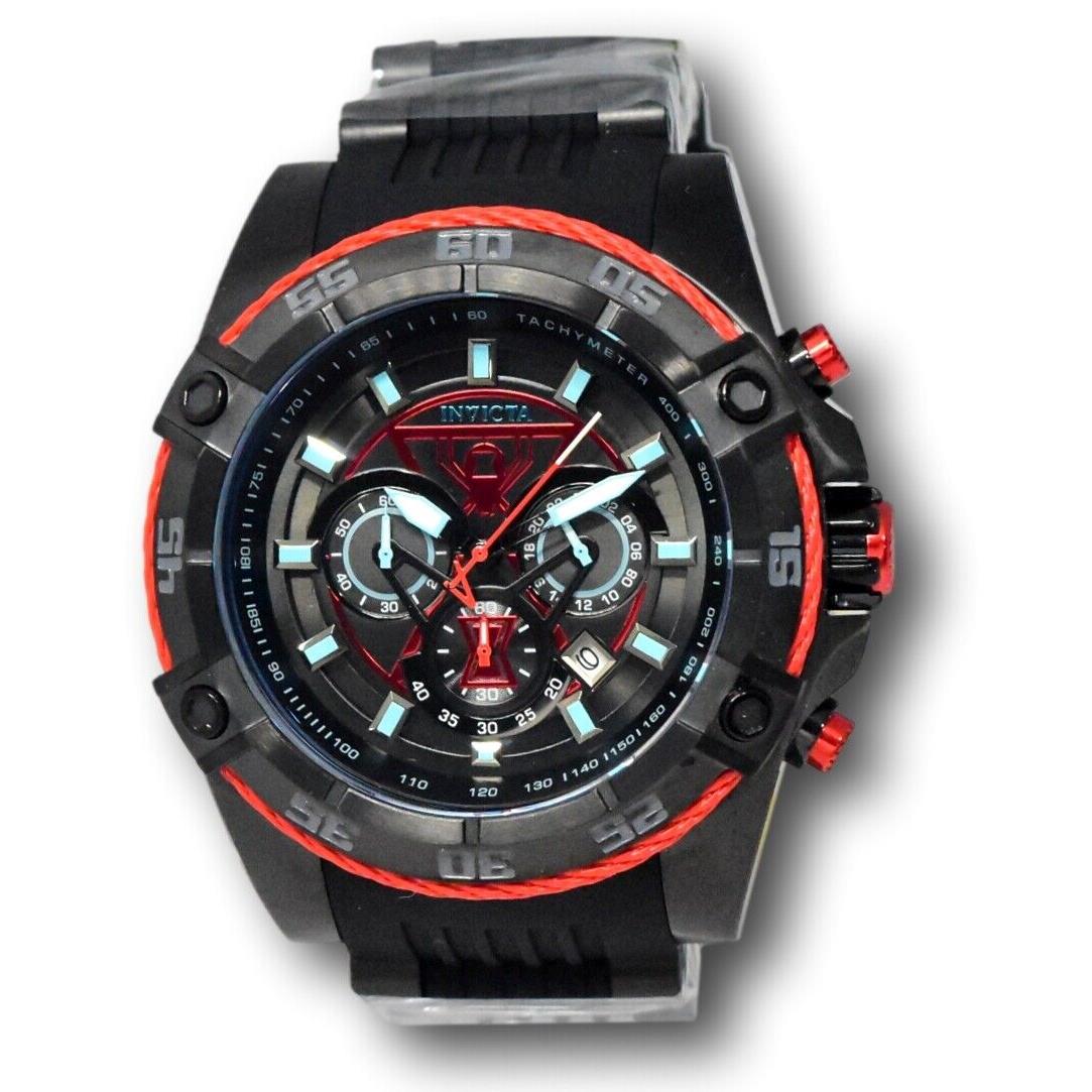 Invicta Marvel Black Widow Men`s 52mm Black Limited Ed Chrono Watch 26949 Rare