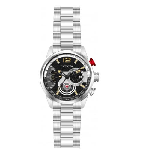 Invicta Aviator Chronograph Quartz Black Dial Silver Bracelet Men`s Watch 39658 - Dial: Black, Band: Silver