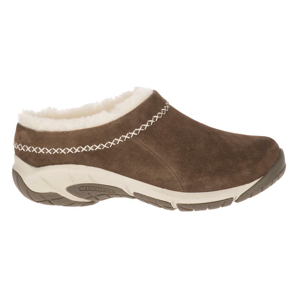 Merrell Encore Ice 4 Stone Brown Shearling Suede Slip On Shoes Women 10