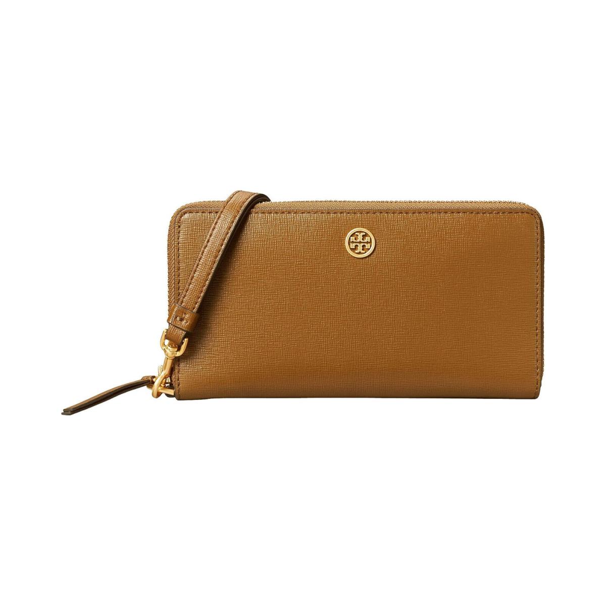 Tory Burch Robinson Zip Around Leather Wallet Bistro Brown