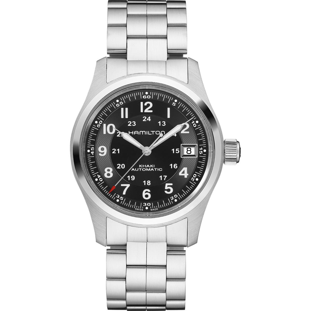 Hamilton Khaki Field Men`s Black Watch with Stainless Steel Band H70455133