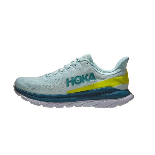 Men`s Hoka One One Mach 4 Blue Glass Primrose White Running Shoes Size sz 9.5