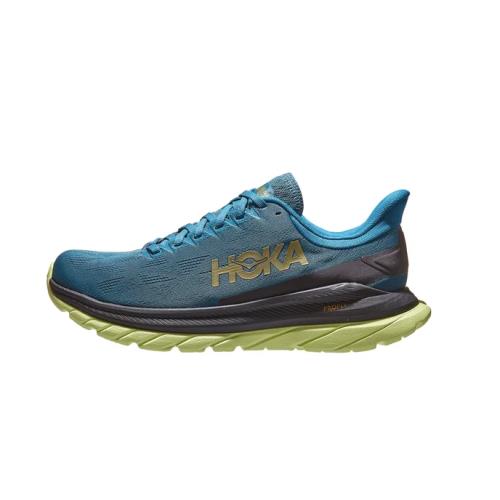 Men`s Hoka One One Mach 4 Blue Coral Black Yellow Running Shoes Size sz 9.5