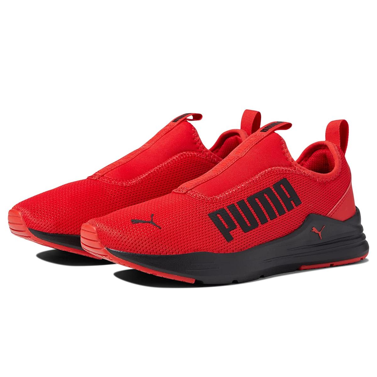Children Unisex Shoes Puma Wired Run Rapid Slip-on Big Kid High-Risk Red/PUMA Black