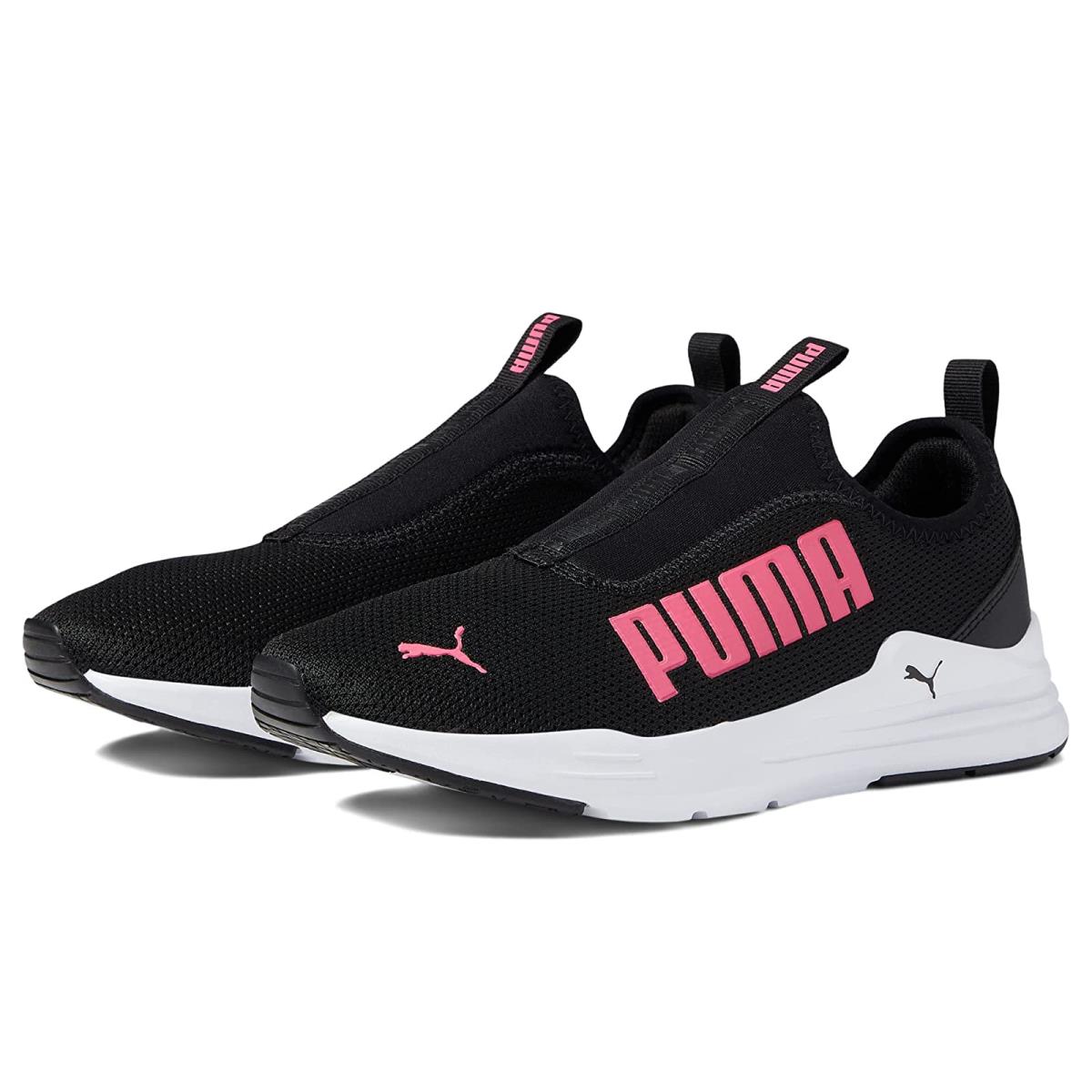 Children Unisex Shoes Puma Wired Run Rapid Slip-on Big Kid Puma Black/Sunset Pink
