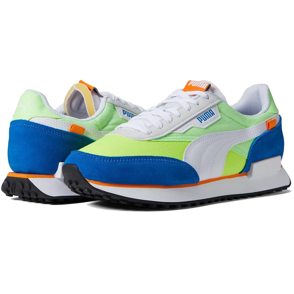 Man`s Sneakers Athletic Shoes Puma Future Rider Play On Puma White/Fizzy Lime/Puma Royal