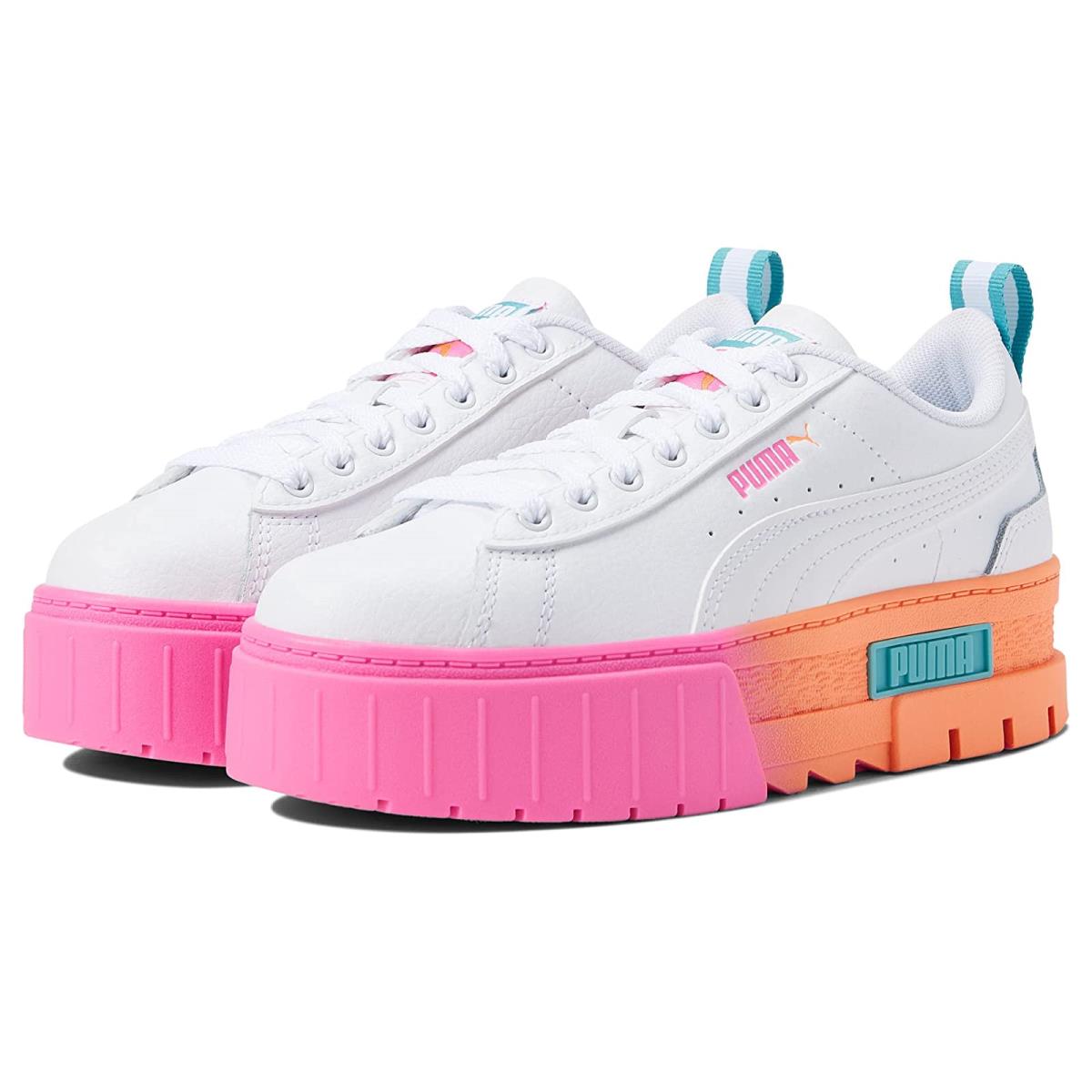 Girl`s Sneakers Athletic Shoes Puma Kids Mayze Daybreak Big Kid Puma White/Luminous Pink