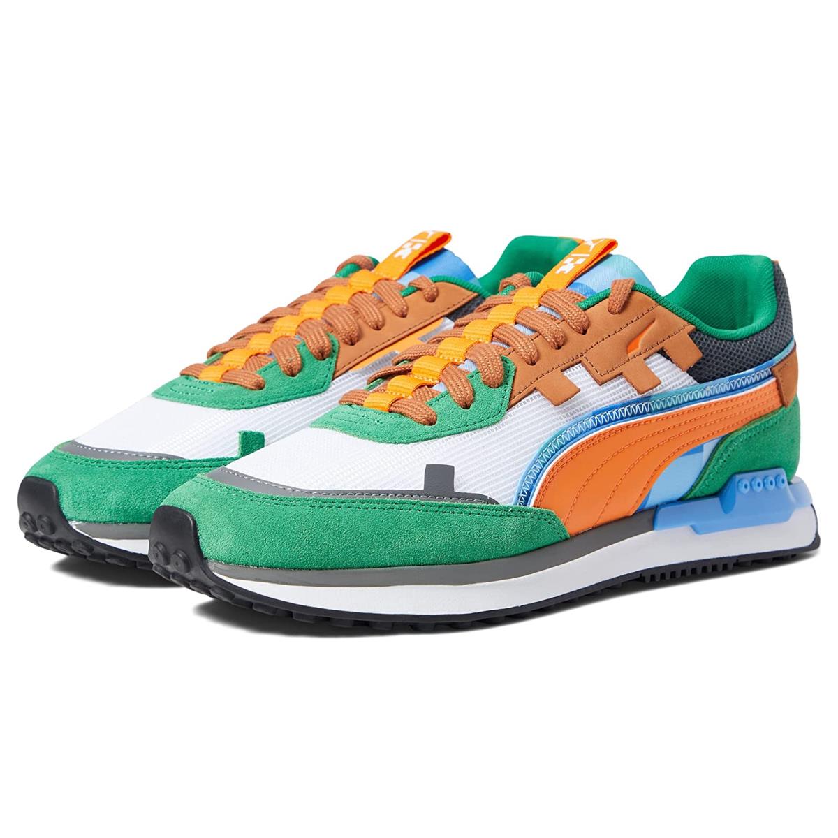 Man`s Sneakers Athletic Shoes Puma City Rider Minecraft Amazon Green/Vibrant Orange