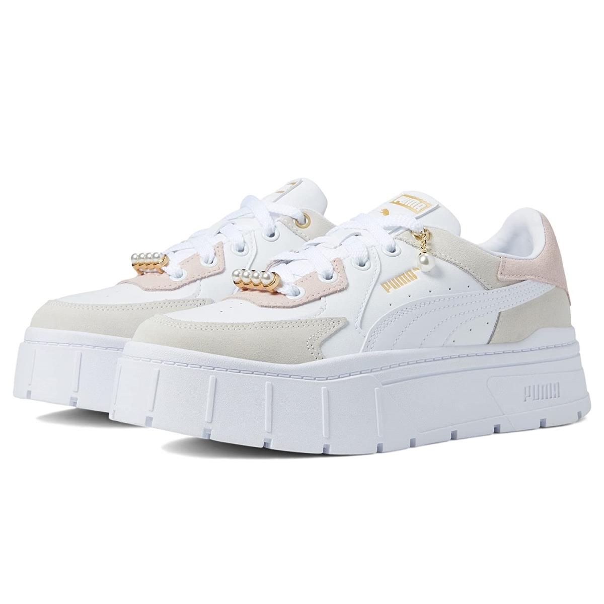 Woman`s Sneakers Athletic Shoes Puma Mayze Stack Edgy Pearl Puma White/Marshmallow/Puma Team Gold
