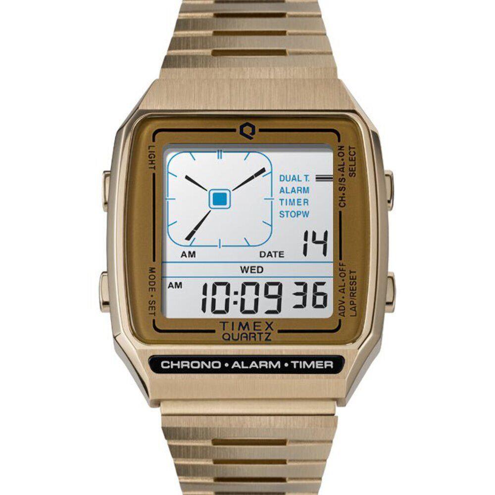 Timex Q Lca Reissue Digital 33mm Gold Watch