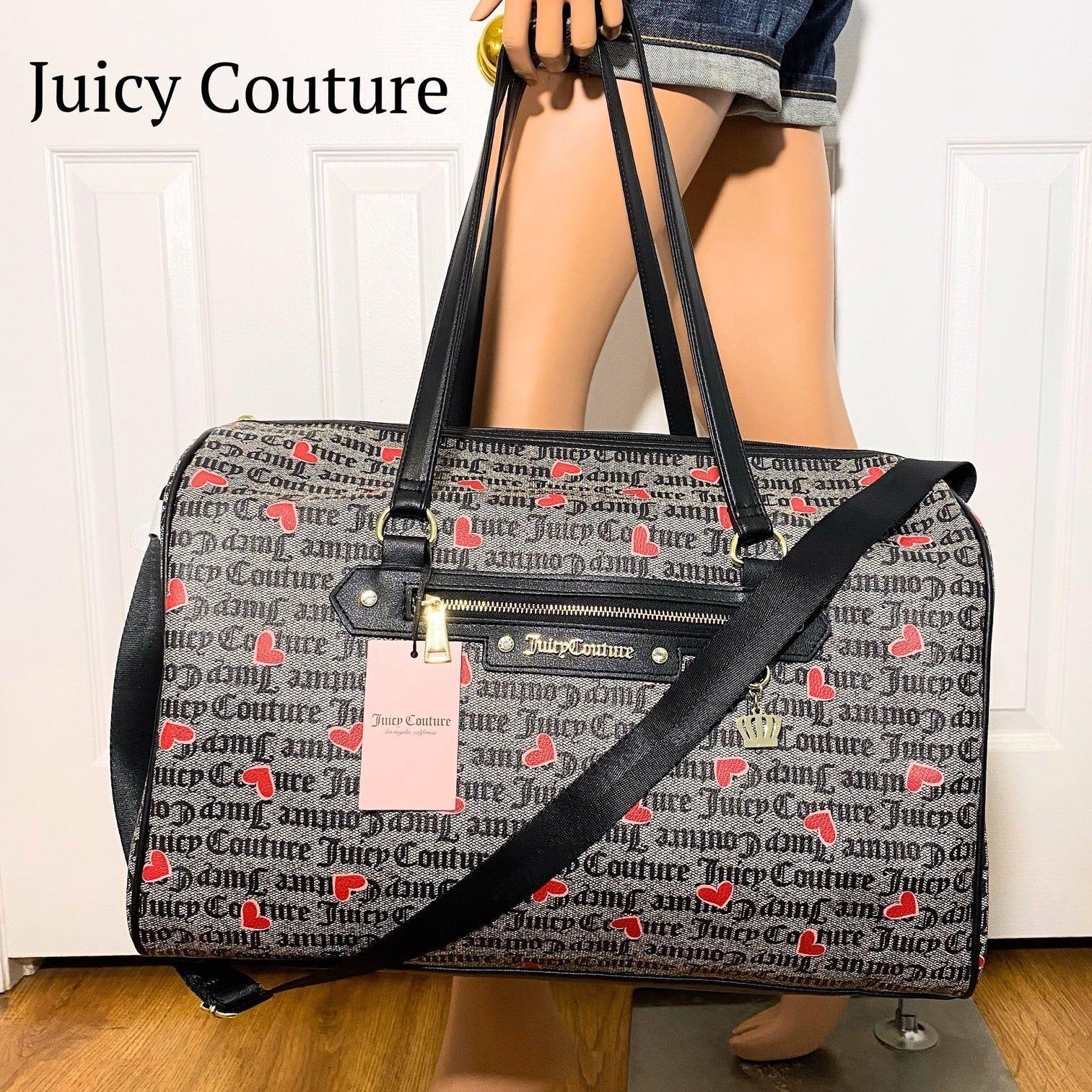 Juicy Couture Gothic Logo Heart Print Weekender Duffel Travel Bag ...