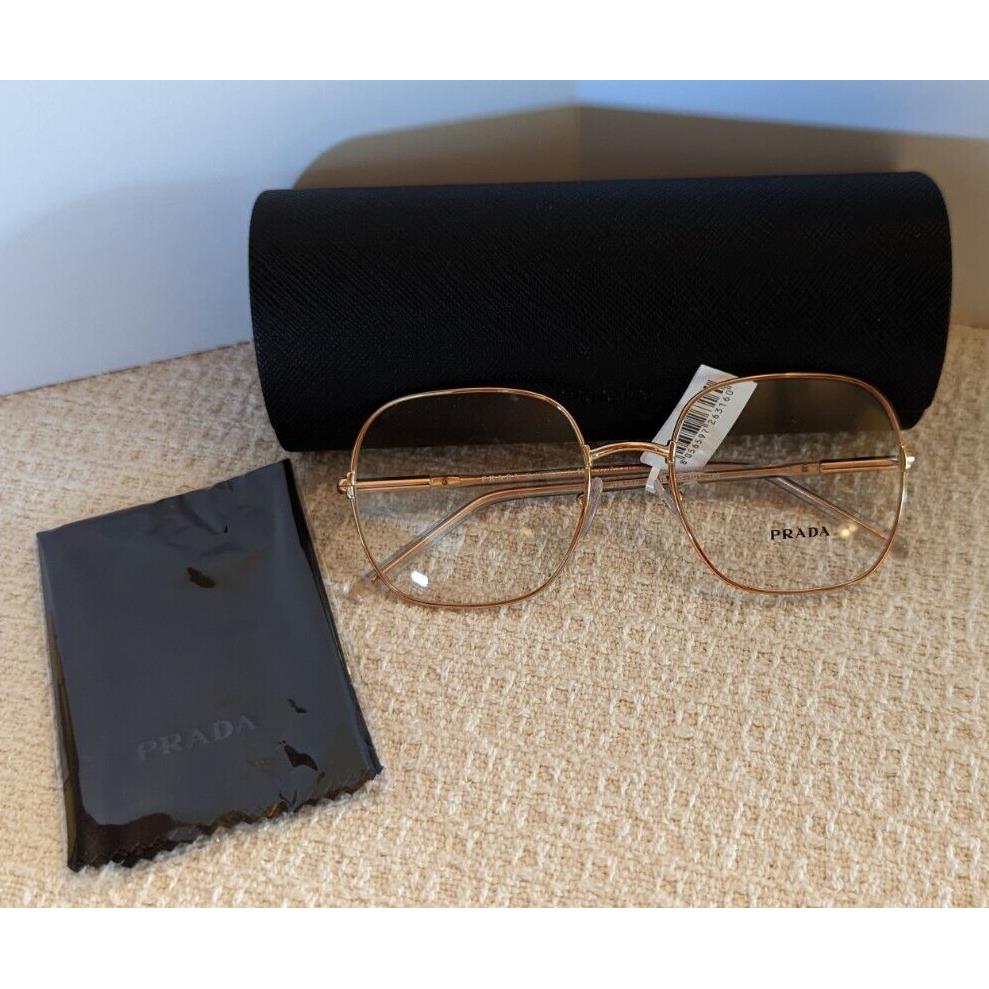 Prada Eyeglass Frames PR 60WV Svf Rose Gold Case Cleaning Cloth