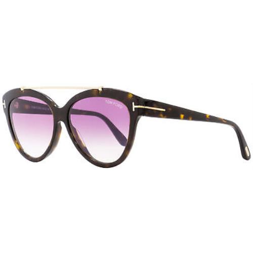 Tom Ford Butterfly Sunglasses TF518 Livia 52Z Dark Havana/gold 58mm FT0518 - Dark Havana/Gold Frame, Violet Gradient Flash Lens