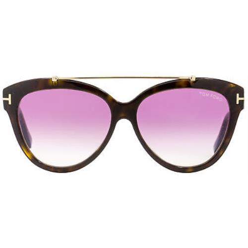 Tom Ford sunglasses Livia - Dark Havana/Gold Frame, Violet Gradient Flash Lens 0