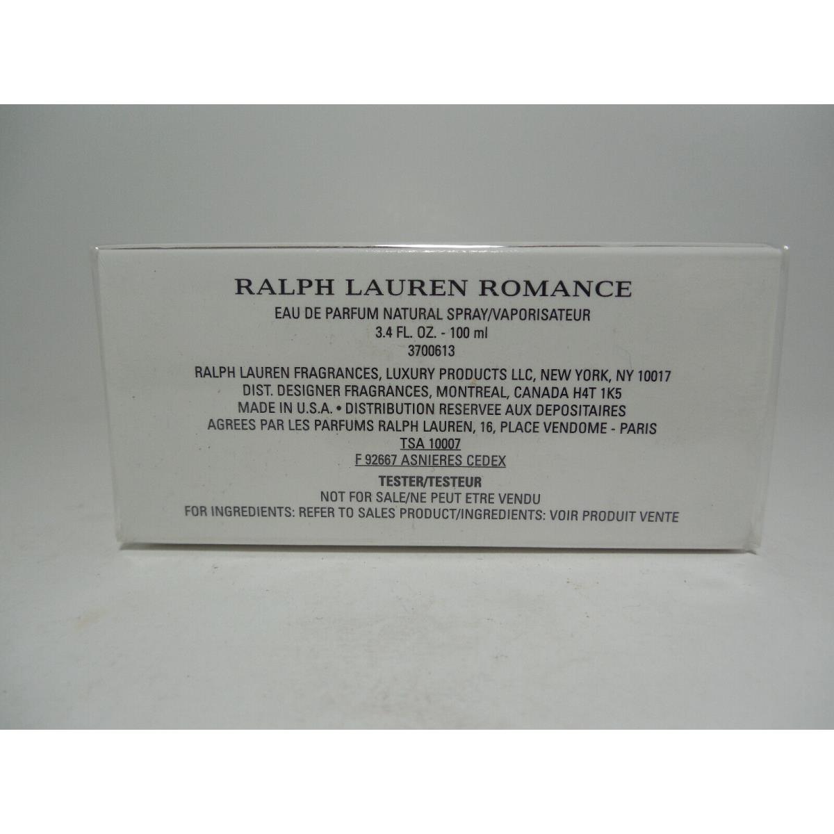 Romance by Ralph Lauren 3.4 oz / 100 ml Edp Spy For Women Vintage Tstr