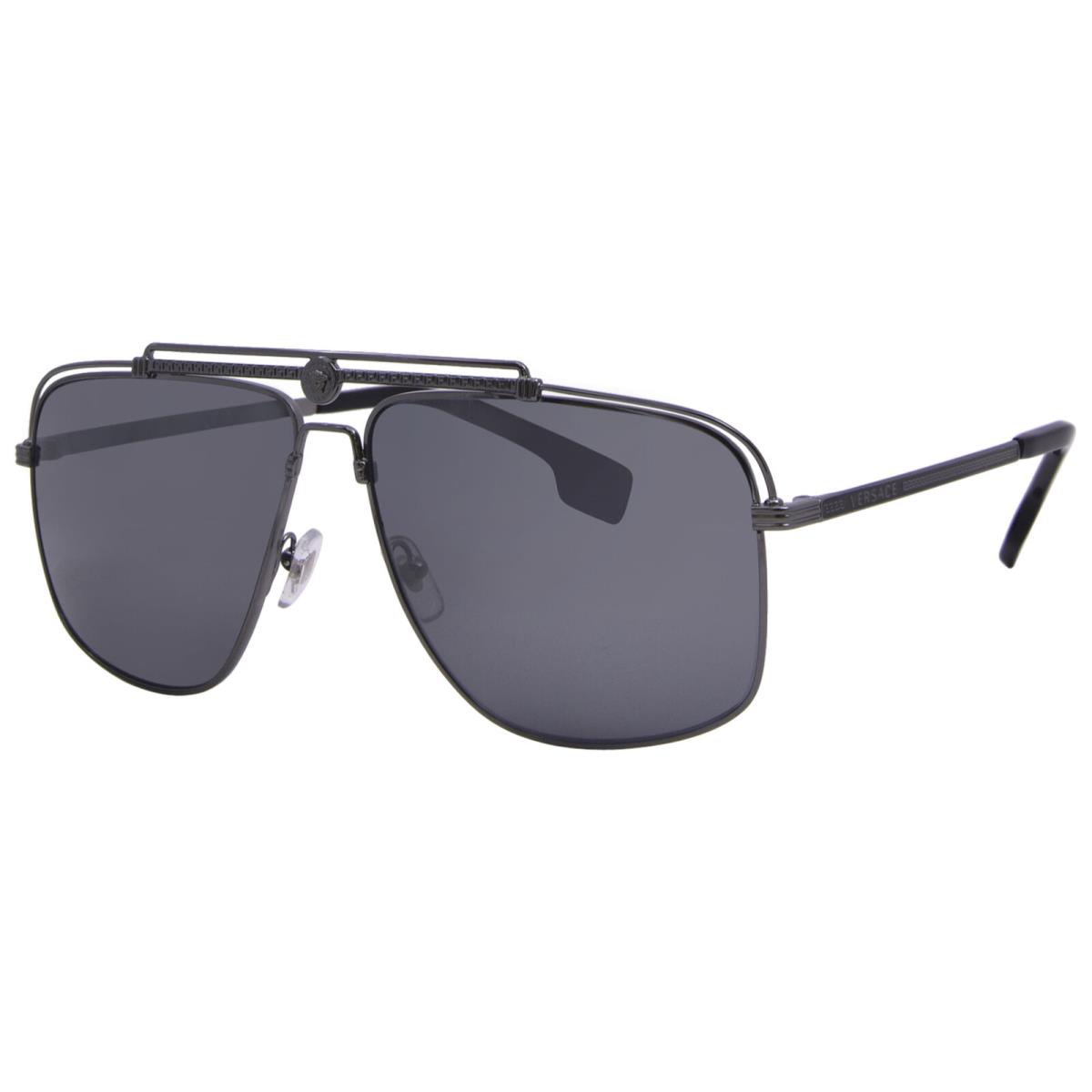 Versace VE2242 10016G Sunglasses Men`s Gunmetal/light Grey Mirror Black 61mm