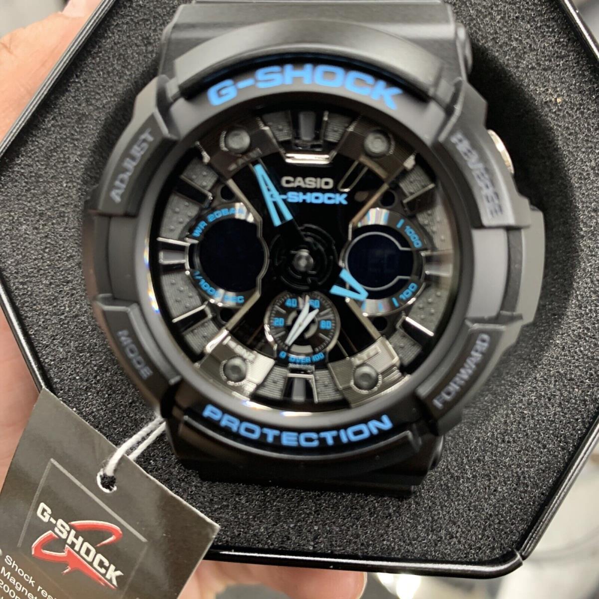 Casio Men s G Shock GA-201B-1A Black Band with Blue Accent Wrist Watch