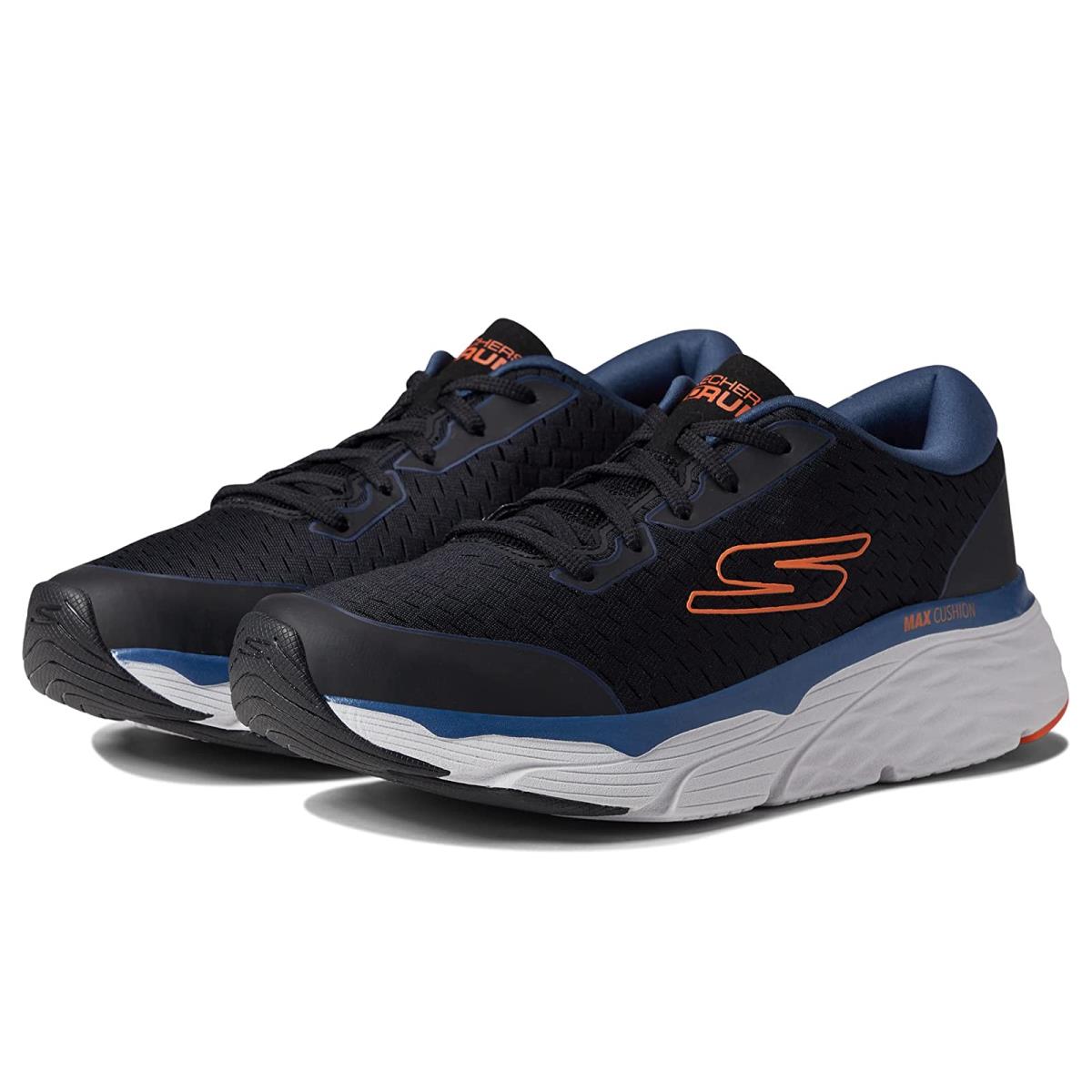 Man`s Sneakers Athletic Shoes Skechers Max Cushioning Elite - 220386 Black/Blue/Orange
