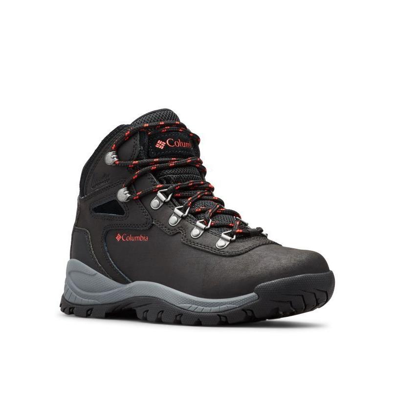 Columbia Womens Newton Ridge Plus Waterproof Hiking Boots Black Red Shoe 6-10