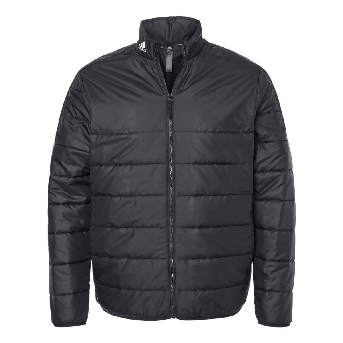 Adidas Men`s S-4XL 3-Stripes Puffer Jacket or Vest Full-zip Insulated Coat Black / White
