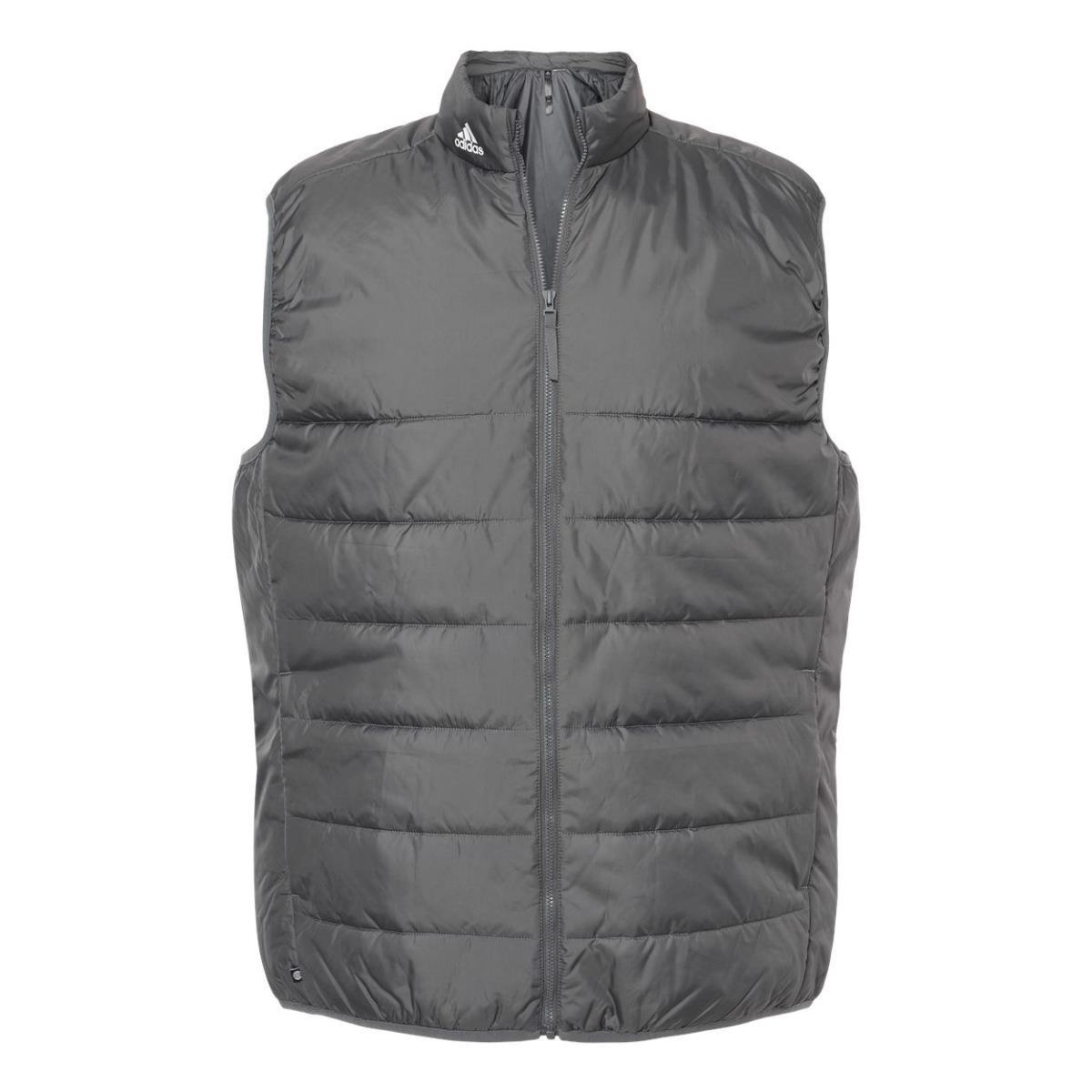 Adidas Men`s S-4XL 3-Stripes Puffer Jacket or Vest Full-zip Insulated Coat Grey (VEST)