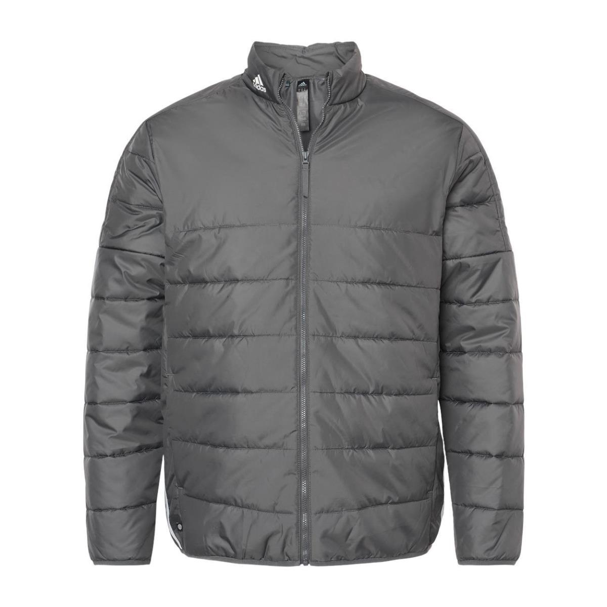 Adidas Men`s S-4XL 3-Stripes Puffer Jacket or Vest Full-zip Insulated Coat Grey / White