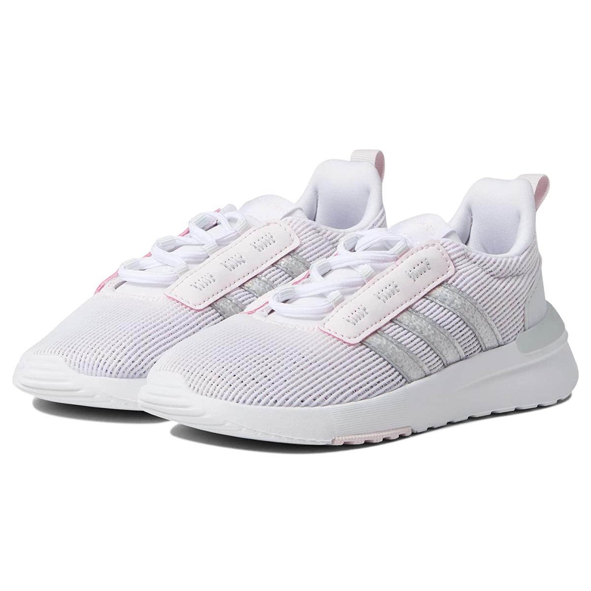 Girl`s Sneakers Athletic Shoes Adidas Kids Racer TR21 Toddler White/Almost Pink/Blue Tint