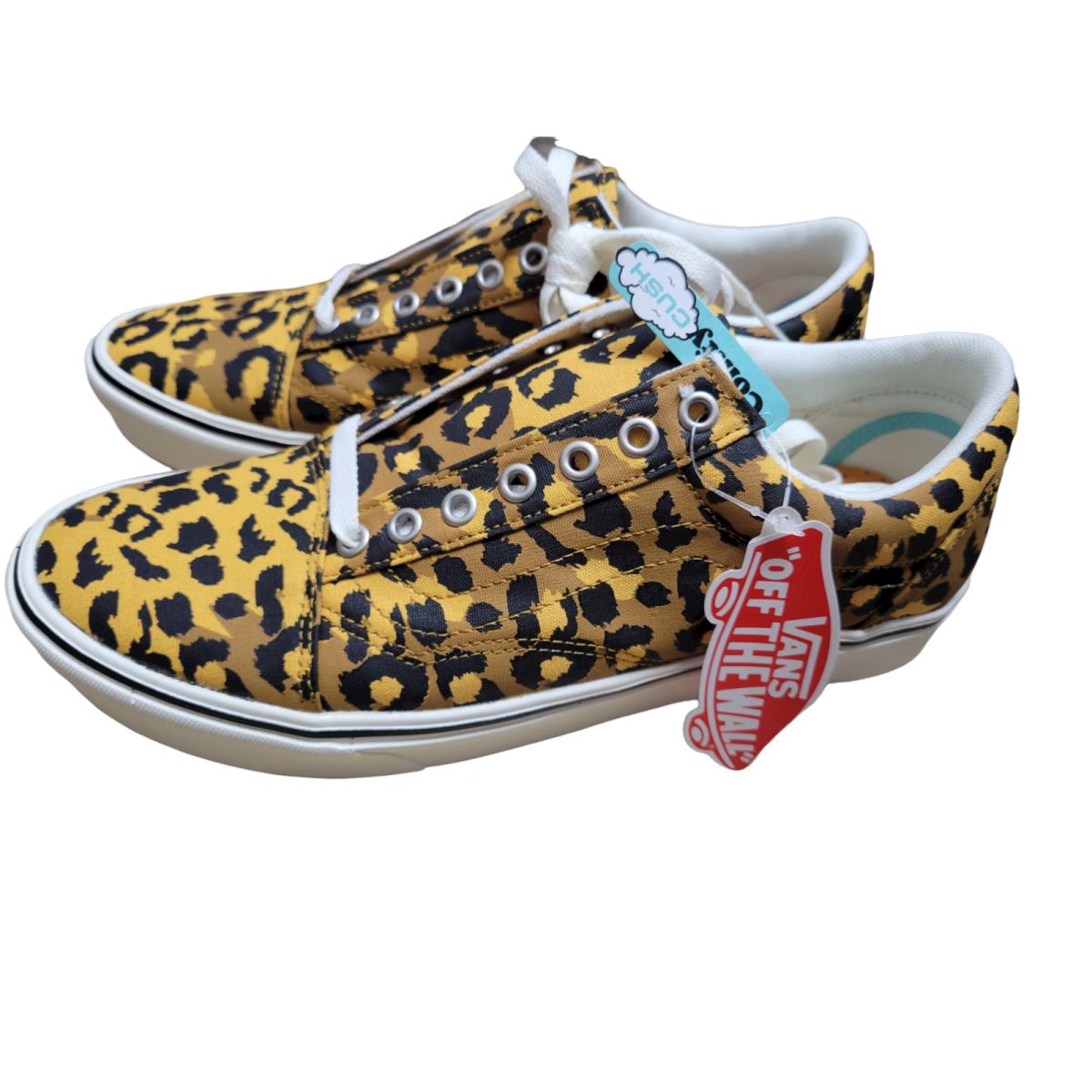 Vans Comfycush Old Skool Leopard Golden Brown Men`s Classic Skate Shoes Size 10