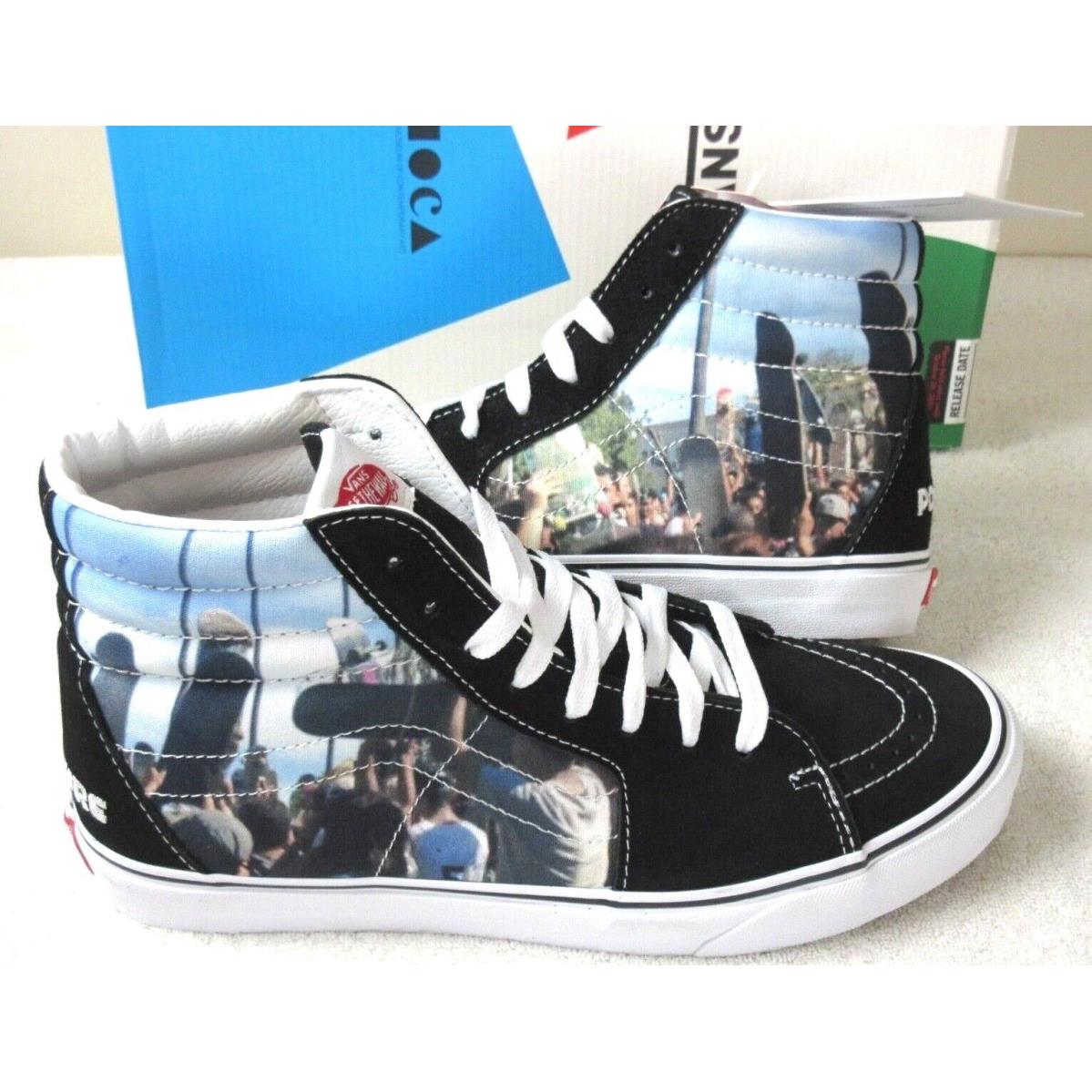 Vans x Moca Men`s Frances Stark Sk8-Hi Black Canvas Suede Shoes Size 11.5
