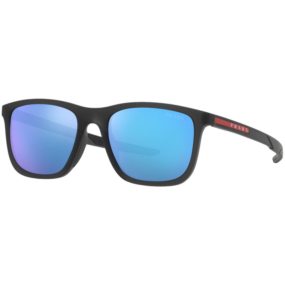 Prada Linea Rossa Men`s Square Sport Sunglasses - PS10WS 58106F 54 - Italy - Frame: Gray Transparent Rubber, Lens: Light Green/Blue