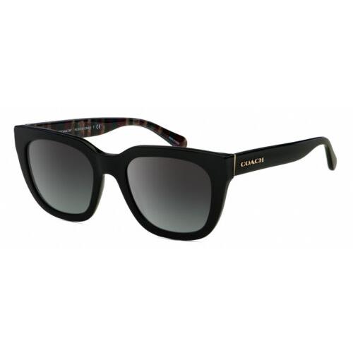 Coach HC8318 Cat Eye Sunglasses in Black Gold Colorful Stripe/grey Gradient 52mm