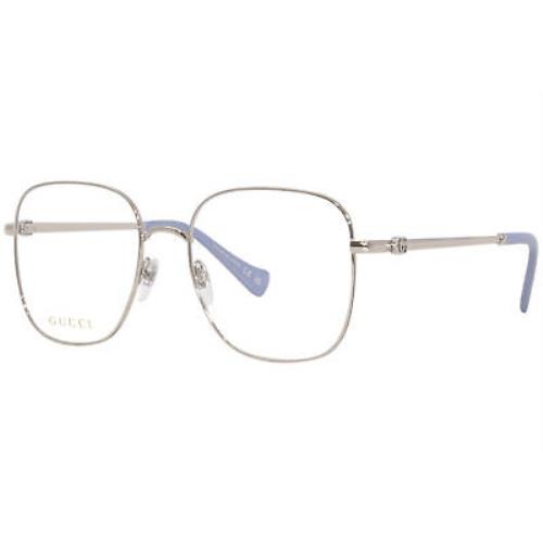 Gucci GG1144O 002 Eyeglasses Frame Women`s Silver Full Rim Round Shape 54mm