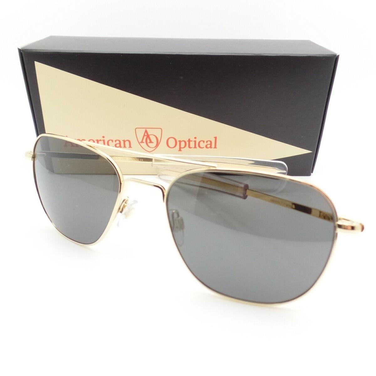 American Optical Original Pilot AO American Optical Pilot 23k Gold True Gray Lens Options Sunglasses - Frame: Gold, Lens: Calobar Green
