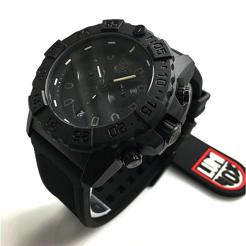 Men`s Luminox Navy Seal Blackout Chronograph Diver`s 45mm Watch XS.3581.BO